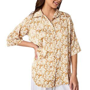 Worthington Women's Button Down Shirt Size S Floral 3/4 Raglan Sleeves NWT $49